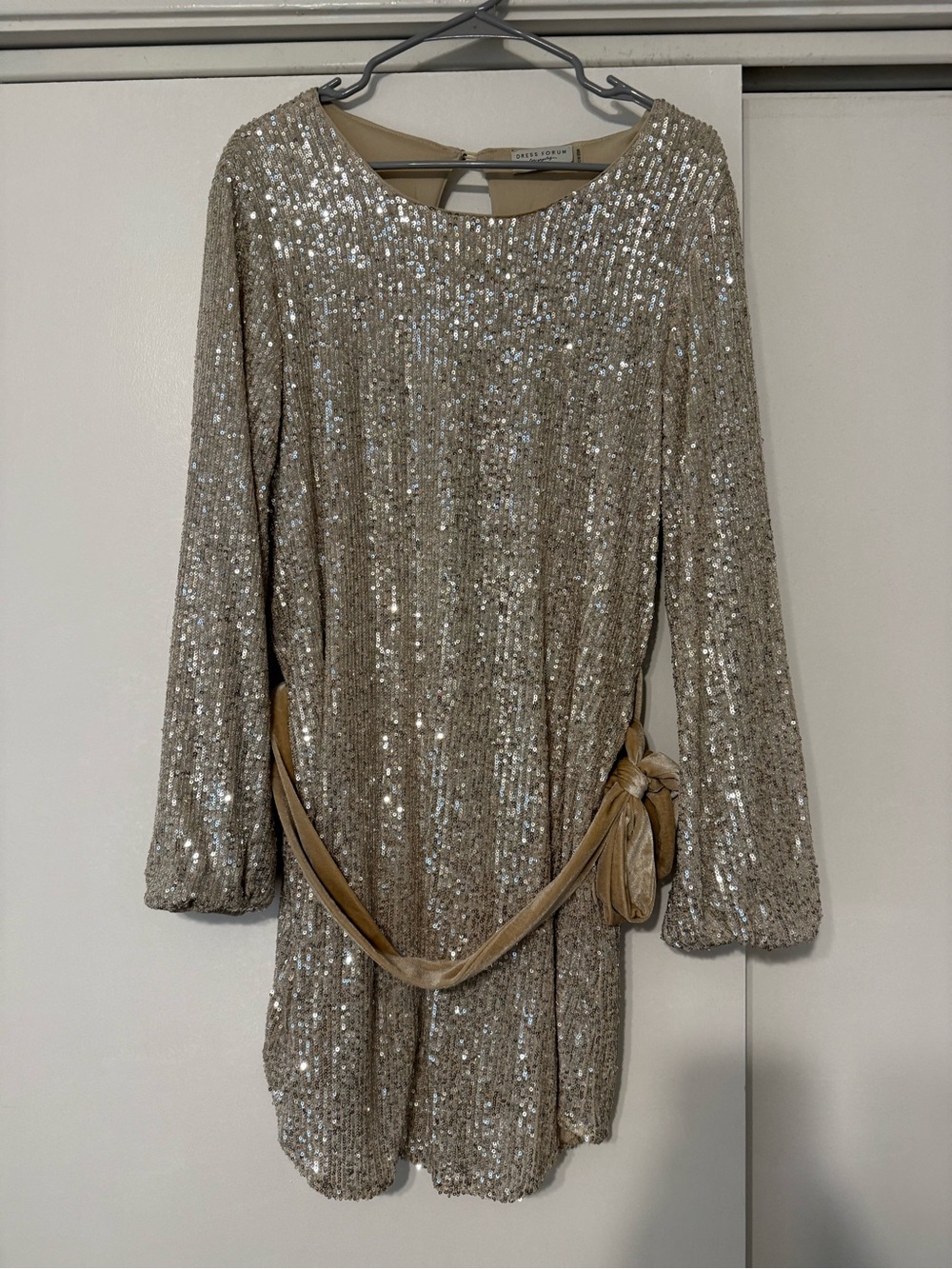 Dress Forum Gold Sequin Long Sleeve Mini Dress